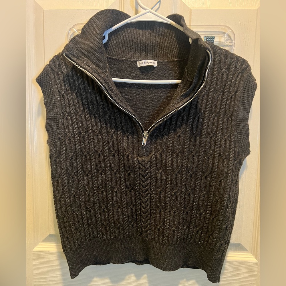 Theo and Spence dark grey Cable Knit Sweater Vest